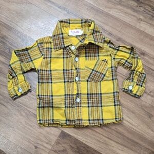 YLK KIDS Yellow and Black Plaid Button Down Shirt